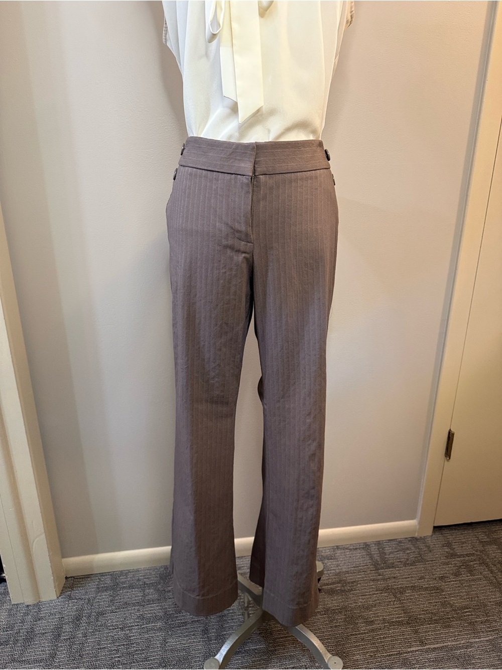 The Limited The Cassidy fit Taupe Pinstripe Boot-Cut /flareTrousers